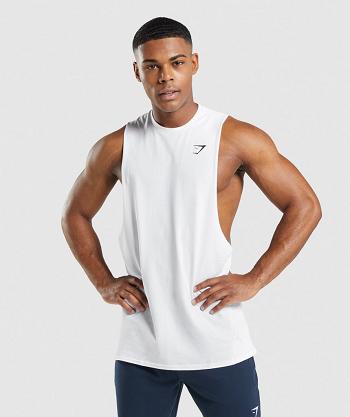 Camiseta Tirantes Gymshark Critical 2.0 Drop Arm Hombre Blancas | CO 3238FDN